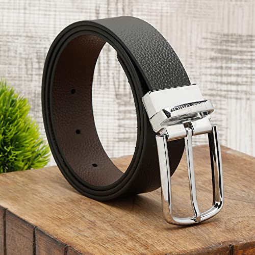 Image of LOUIS STITCH Men's Italian Leather Reversible Belt 1.25 inch (35mm) Handcrafted Formal Waist Band Officewear Men Gents Boys (Brown /Black) (FF-CS-)