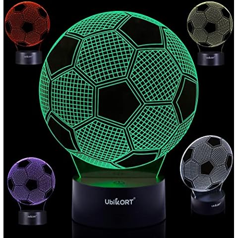 UbiKORT 3D Soccer Lamp, Soccer Gifts for Boys and Girls, Soccer Goal Led Night Light, Sports Lamp Decor, Helps Kids Sleep Better with a Glow Light, 8 Modes Color (6.5Ft USB Cord) Cover