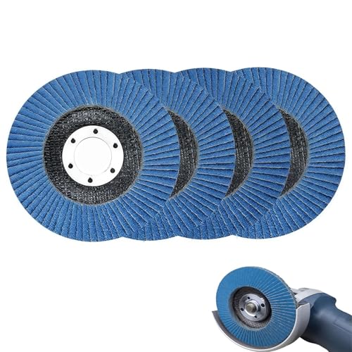 Flap Discs for Angle Grinder 4 Pack 115 mm Sanding & Grinding Discs 40/60/80/120 Grit Zirconia Abrasive Discs for Metal Wood & Rust Removal