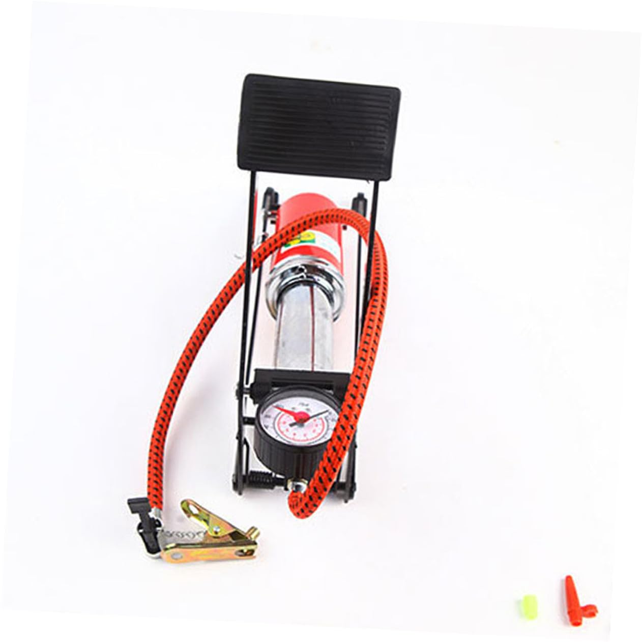 PRETYZOOM Hochdruck Fußpumpe Auto und Fahrrad mit Manometer Rutschfester Fußtritt Vielseitige Anschlüsse Tragbarer Reifenluftpumpe für Motorräder Boote und Luftbetten Robuste Standluftpumpe