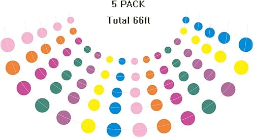 Miniatura 42 de MerryNine Guirnalda de papel de 5 unidades, guirnalda de papel con purpurina de 65 pies, decoración para colgar, pancarta para baby shower, blanco