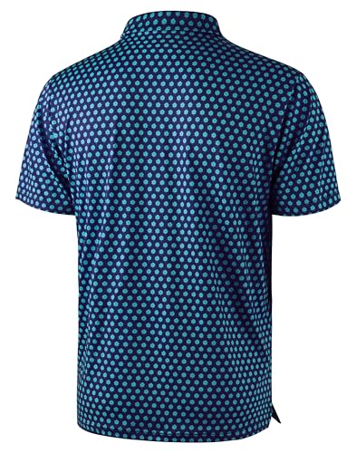 Image of Obla Mens Golf Polo Shirts Short Sleeve Dry Fit Performance Moisture Wicking Casual Print Collared Golf Shirts for Men