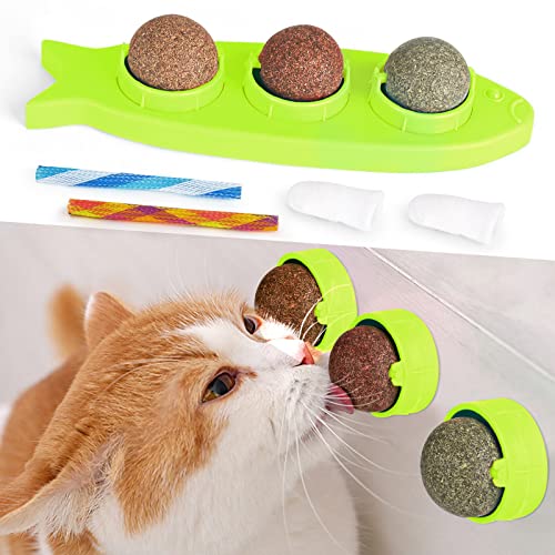 KETIEE Jouet Boule d'herbe à Chat, Rotatives Jouet de Boules Cataire Comestibles pour Chats Chat Boule Menthe Boule de Cataire Catnip Balls Snack Naturelle Saine, Vert Cover