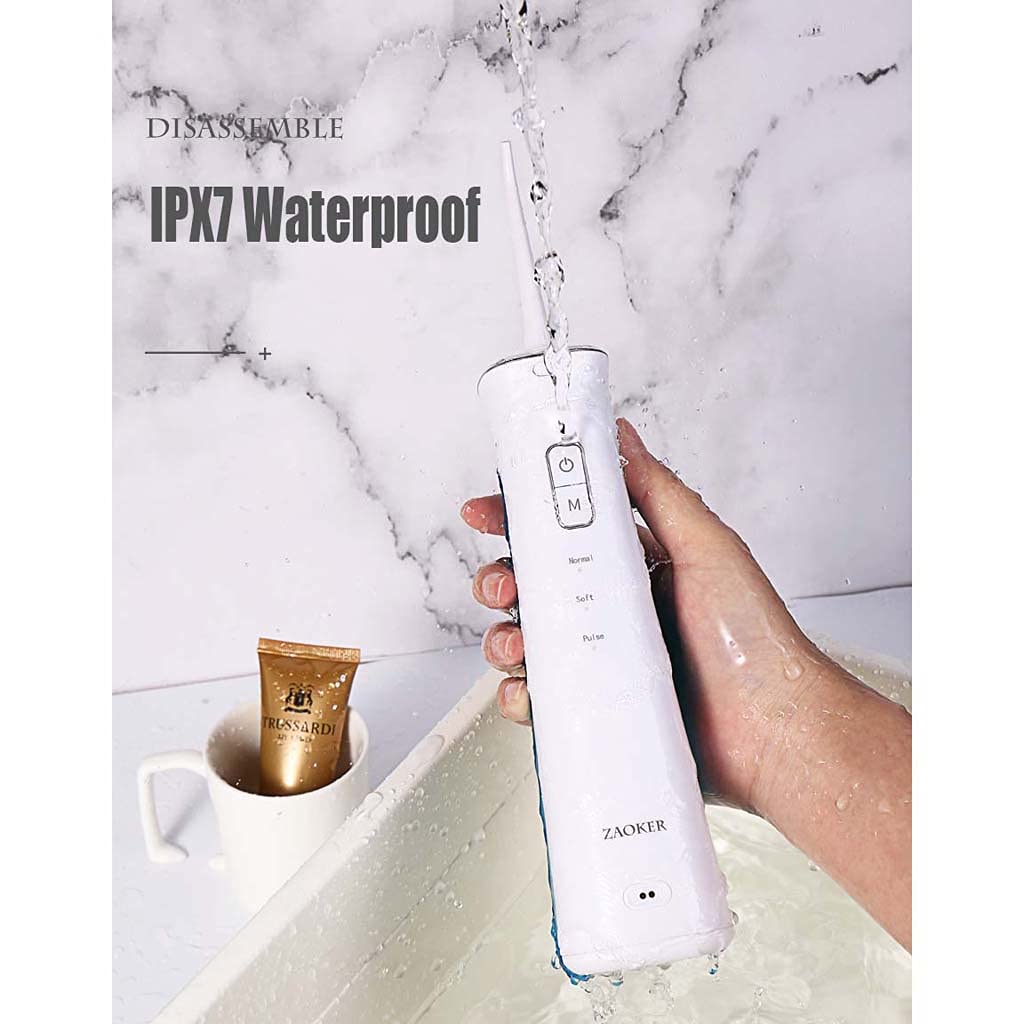 TJH Flosser de Agua, Flossers inalámbricos limpios con 5 boquillas de Chorro, IPX7 Impermeable 150ML 3 Modos Flosser eléctrico para Dientes, Irrigador Oral de Carga magnética para Viajes