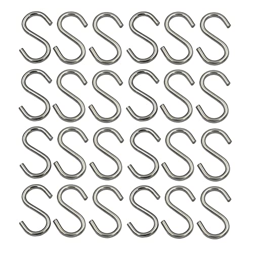 DGOL 24 Packs 304 Stainless Steel Small 1-7/8 inch Long S Hooks Loading 100 lbs