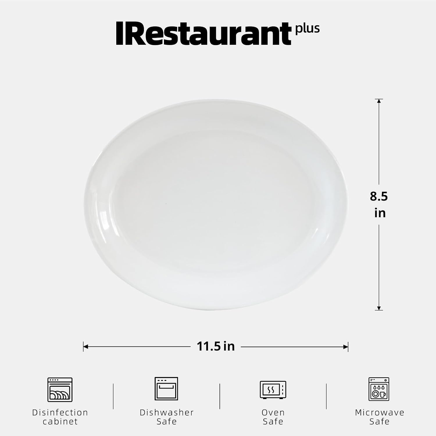 Stoneware Narrow Rim Commercial Grade Dinnerware,Bright White Oval Platter 11.5" x 8.5", Case of 12