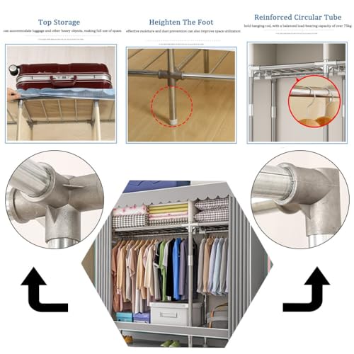 Armario portátil de ropa para dormitorio y balcón con estantes multifuncionales 5