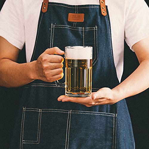 Coktik 6 Pack Heavy Large Beer Glasses With Handle - 20 Ounce Glass Steins, Classic Beer Mug Glasses Set #TOP7