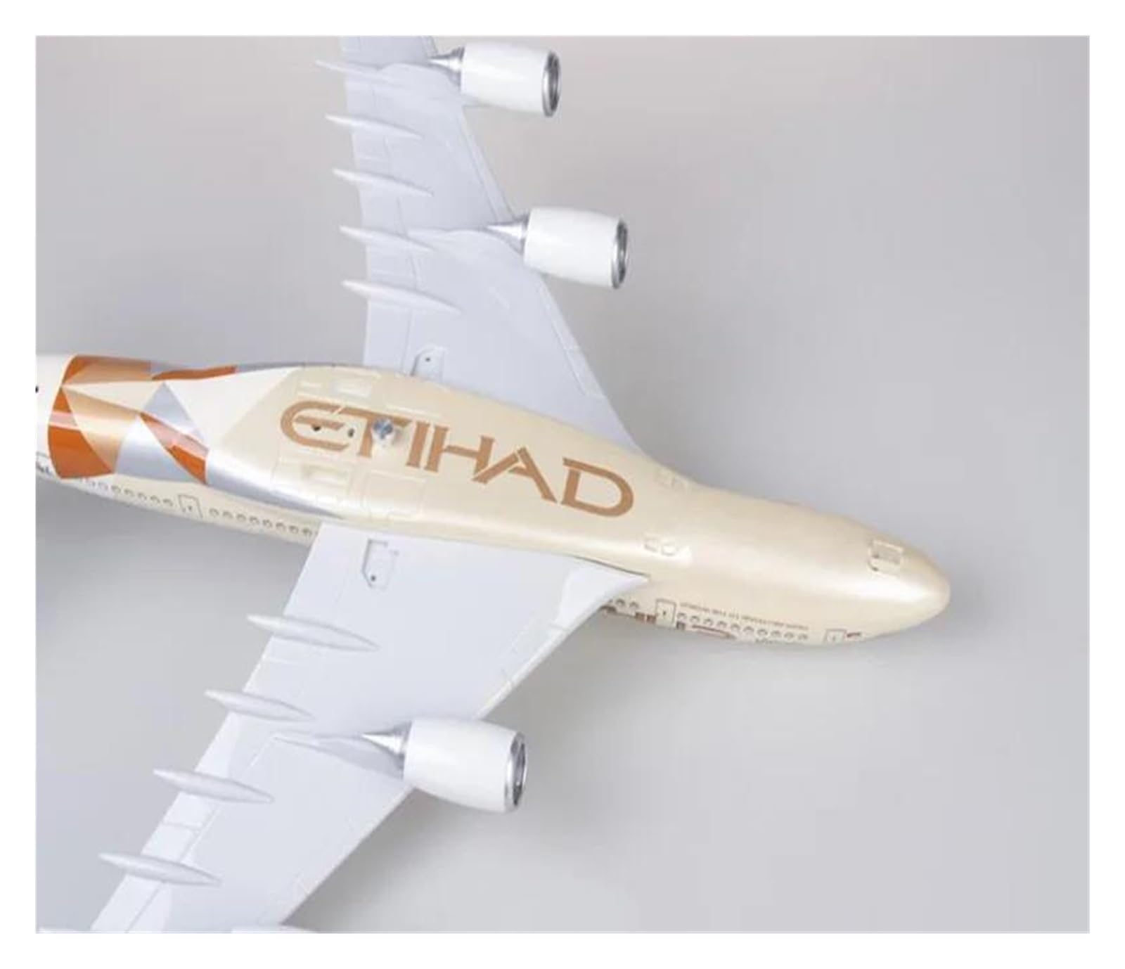 Odlewany metalowy samolot Airbus 1:160 do żywicy Model samolotu Etihad A380 Materiał żywiczny Model wystawowy Samoloty Statyczny wyświetlacz modelu Samoloty do zbierania i wystawiania (ze światłem)