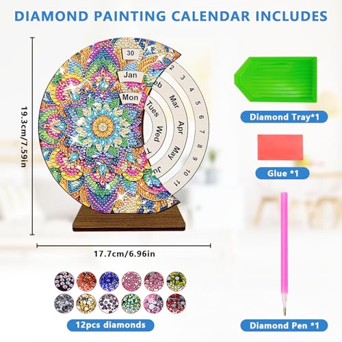 OdiuK Diamond Painting Kalender Basteln Mädchen 6 7 8 9 10 11 12 Jahre Geschenke DIY Ewige Kalender Diamant Mandala Bastelset Erwachsene Teenager Kinder 5-13 Jahr Kreative Geburtstag Spielzeug