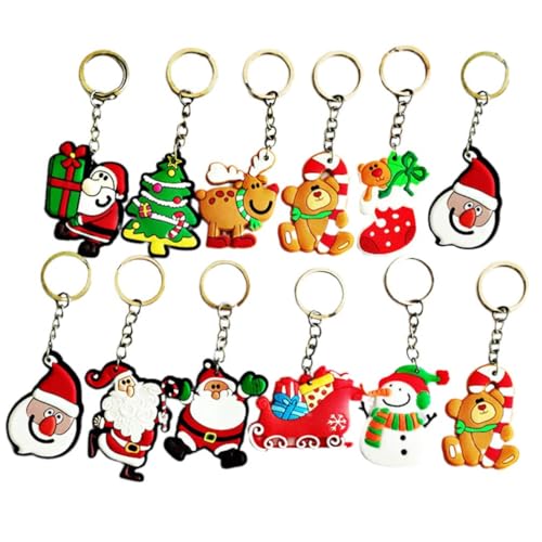TOYANDONA Lot de 35 porte-clés de Noël Père Noël Figurine de renne Figurine décorative Ours Bonhomme de neige Arbre de Noël Pendentif Petit cadeau Jouet pour enfants