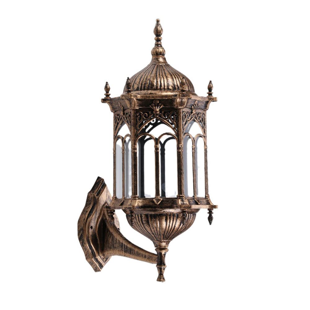 NHPJFDC Antique Bronze European Wall Lamp - IP44 Waterproof Outdoor Sconce Glass Shade for Entryway, Courtyard, and Garden Lighting(Bronze)