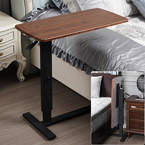 Preisvergleich Produktbild QYT-mobiler Betttisch auf Rollen, Beistelltisch höhenverstellbar / breitenverstellbar, Tischplatte neigbar / klappbar, Bett-Beistelltisch für Krankenbett, Pflegebett, Laptoptisch(80 * 40cm),A