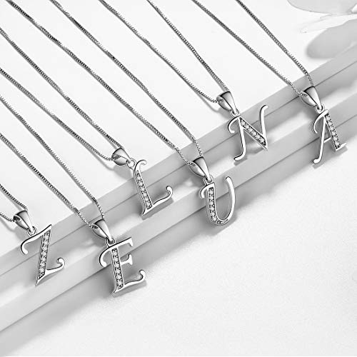 Aurora Tears Letter Necklace Initial 925 Sterling Silver Alphabet Pendant Crystal Name Gift Women Cubic Zirconia Jewelry2