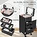 ZhenGuiRu Portable Manicure Table 3 Drawers, Rolling Lockable Makeup Train Case with Blueteeth Speaker and Nail Polish Organizer, Foldable Nail Desk with Mirror & TSA Lock for Nail Tech and Salon Use