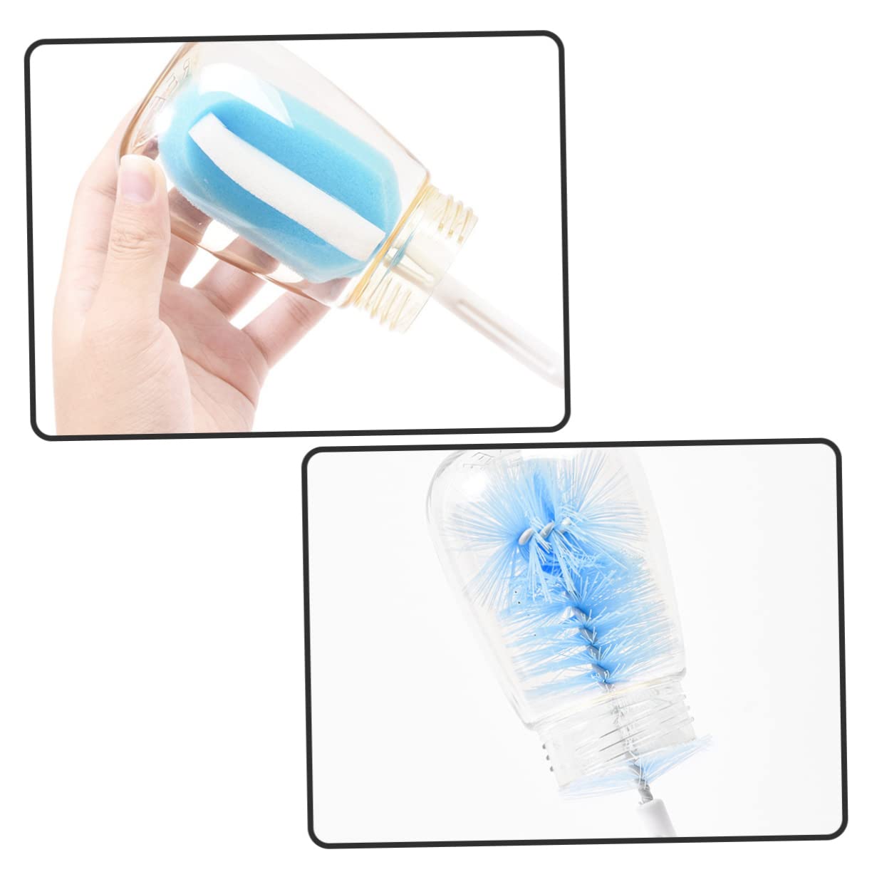 Juego de 5 cepillos para botellas de agua, cepillo de limpieza de silicona flexible, limpiador de tazas y botellas con nailon y acero inoxidable para una fácil limpieza de plexiglás y otras