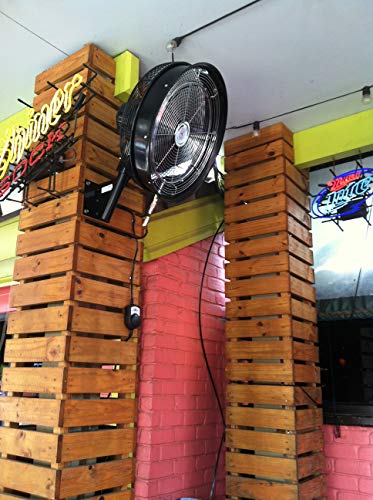 HydroMist F10-14-011 18" Shrouded Outdoor Wall Mount Oscillating Fan, 3 Speed On Cord, 0.15 HP, 1.05 Amps, Black