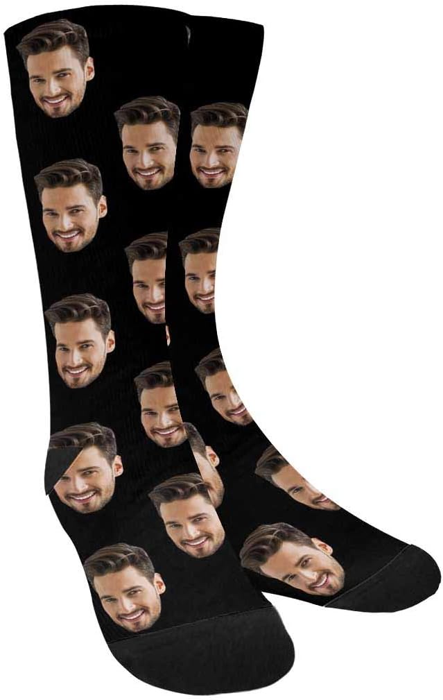InterestPrint Personalized Face Socks, Custom Picture Photo on Your Own Socks Black, Funny Novelty Socks for Men Dad - Image 3
