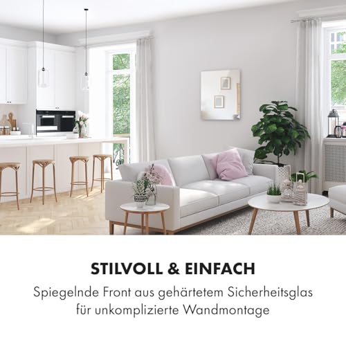 Klarstein Marvel Mirror Infrarotheizung Elektroheizung Heizstrahler, Spiegeloberfläche, 60 x 70 cm, 360 Watt, Wandinstallation, automatische Abschaltfunktion, gehärtetes Sicherheitsglas, rechteckig-5