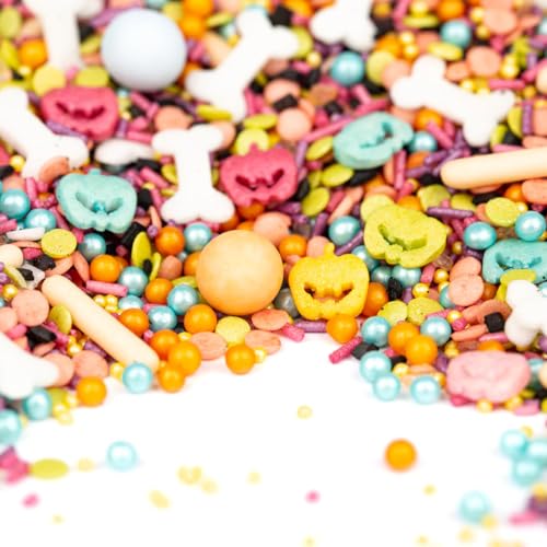 Super Streusel Halloween Kürbissimo | Ohne AZO-Farbstoffe & Gemixt in Deutschland | Halloween Sprinkles | Halloween Zuckerstreusel | Halloween Streusel Tortendeko Halloween essbar Knochen