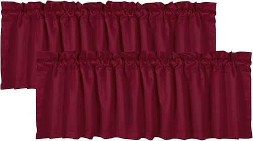 2 paneles de cenefas de cortina para ventanas, cenefas opacas de 52 x 18 pulgadas, cenefas decorativas con bolsillos para barra de 1.9 pulgadas,