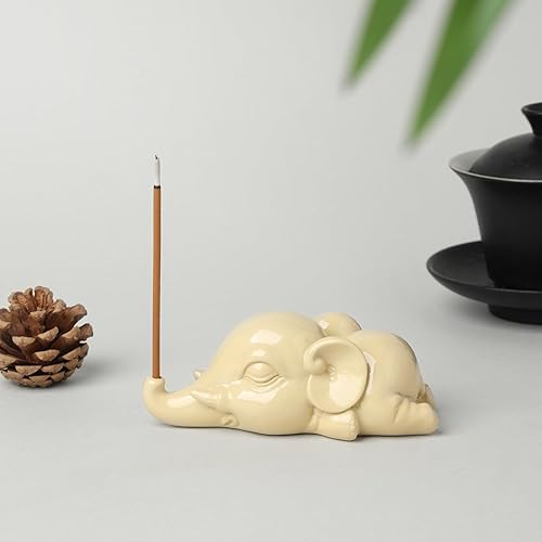 Miniatura 3 de Cacukap Lindo quemador de incienso de elefante, soporte de incienso para palos, bandeja de incienso con temática de elefante, adorable decoración