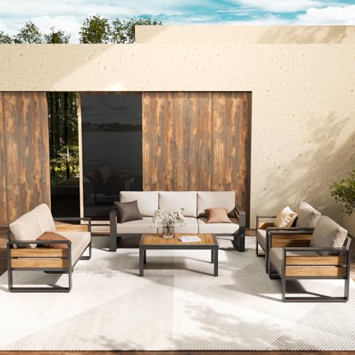 Image of ZANDOR Aluminum Outdoor Patio Furniture-1 Pcs 3-Seat,Dark Gray | Rustproof,High weight capacity,Water-repellent,Washable Cover,All-Weather Resistant,Easy clean,for Poolside Backyard Deck