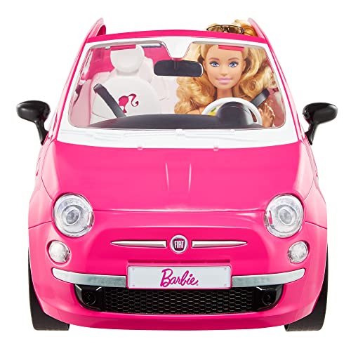 Barbie et sa Fiat 500, Cofret véhicule 4 Places Rose et poupée avec Habillage et Accessoires, Cadeau pour Enfants de 3 à 7 Ans, HGV03 – Image 4