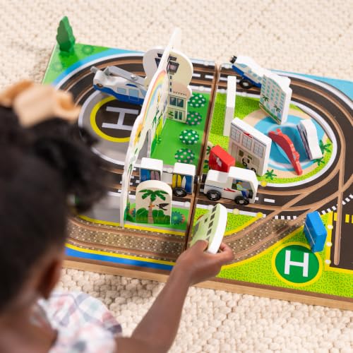 Image of Melissa & Doug Take-Along Airport Wooden Play Set with Vehicles