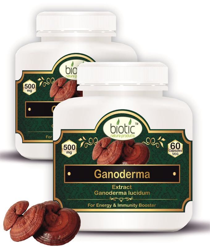 Biotic Natural Ganoderma Capsules (Reishi Mushroom) Ganoderma Extract 500mg - 120 Veg Capsules