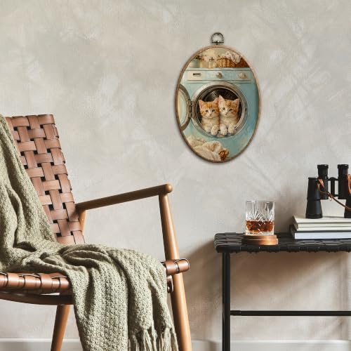 Toile murale ovale chat œuvre d'art encadrée Sufamb