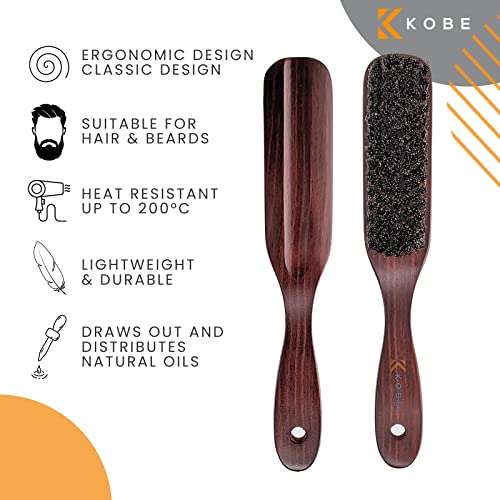 Kobe Professional Men's Beard and Fade Brush - Men’s Boar Bristle Hair Brush/Beard Brush - For Fading & Moustache Styling (Orson) - Image 2
