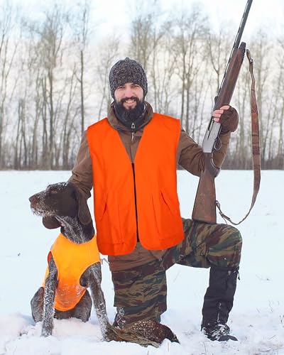 Roicaholy Men's Orange Hunting Vest, Waterproof and Ultra-Quilt Fabric, with Pockets, Zip Up4