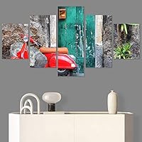 SIGNWIN 5 Panel Canvas Wall Art Modern Art Cars Edgy Industrial Mixed Media Multicolor Transportation for Home Decorations Ready to Hang - 60