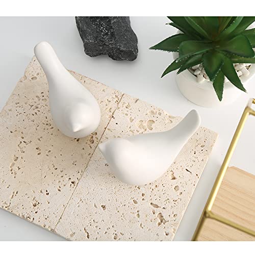 Estatuas pequeñas decorativas de pájaros en cerámica blanca miniatura 2