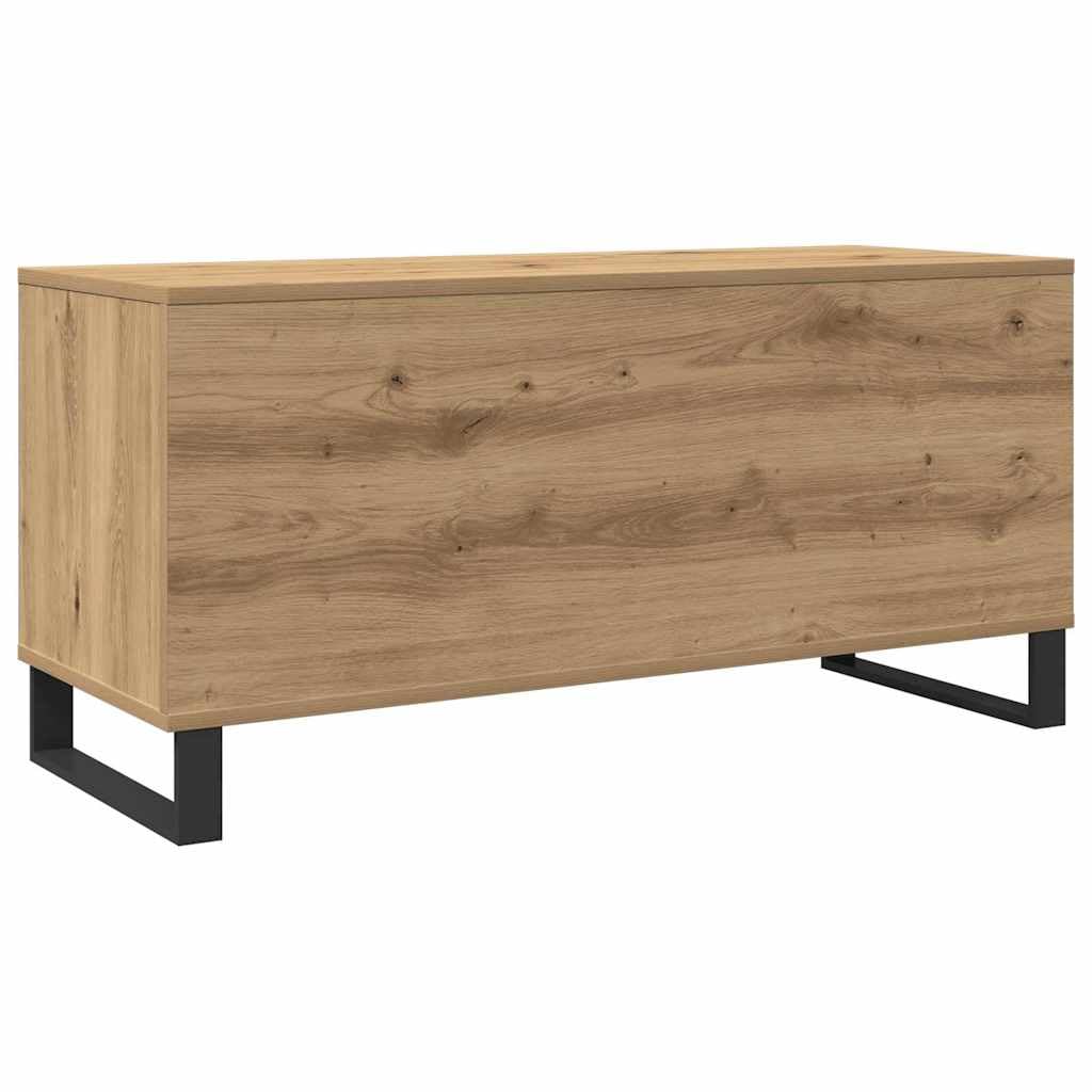 Armadietto per dischi in rovere Artisan, 100 x 38 x 48 cm | Armadio multimediale retrò per soggiorno realizzato in legno resistente con 6 scomparti aperti per LP.