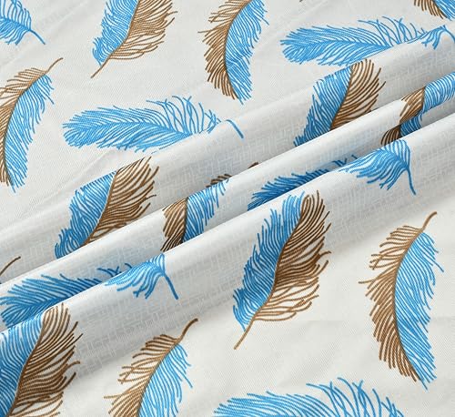 Image of Yarnis Feather Printed Light-Filtering Curtains 9 Feet Long for Long Door Living Room, Aqua Blue, Parda, 1 Piece