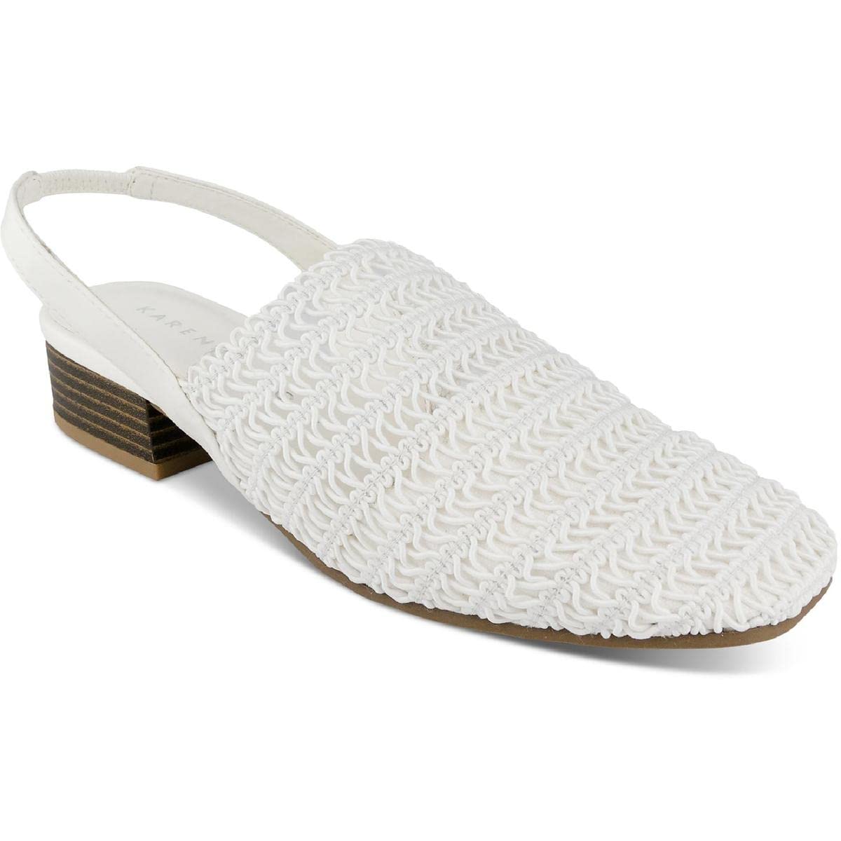 Karen Scott Womens Carolton Woven Square Toe Pumps White 8 Medium (B,M)