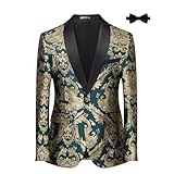 Mgnaie Floral Tuxedo Jacket for Men Green Shawl Lapel Suit Blazer Jacket for Dinner Prom Party Wedding
