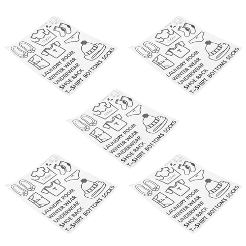 CONGARTENO Etiquetas Adhesivas para Organizar Ropa Pegatinas para Armario de PVC 5 Láminas Removibles para Clasificación y Decoración de Habitaciones Uso Práctico Cestas y Cómodas