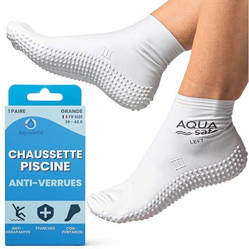 Aquasafe Chaussettes de Natation Imperméables en Latex Antidérapantes pour Enfants - Hygiène et Sécurité de la Piscine