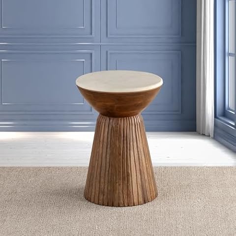 Albany Living Marble Top Mango Wood Table Cover