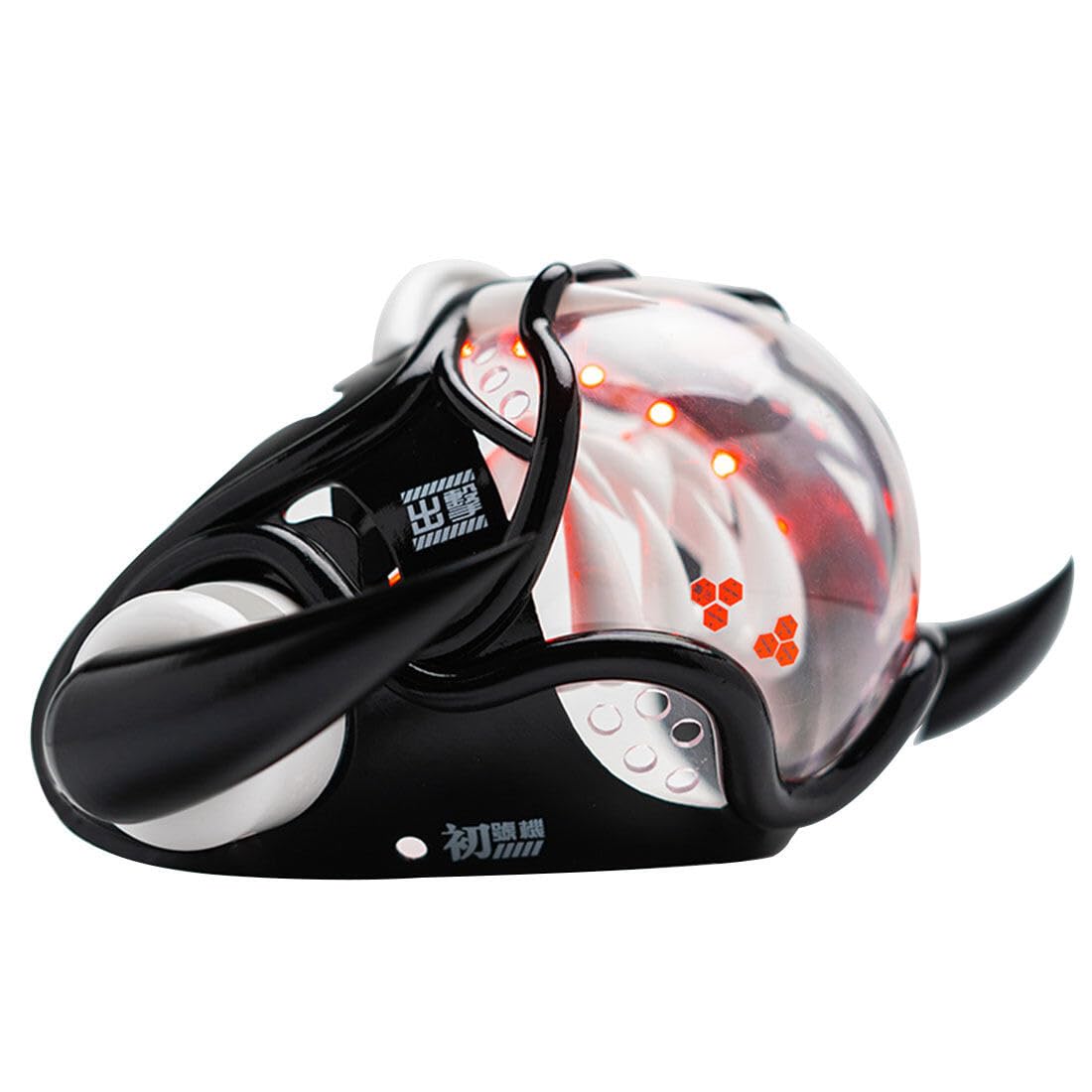 GOODEASE Punk Mask Helmet with Red LED Lights for Men and Women, Futuristic Techwear Cosplay Half Face Mask for Halloween Christmas Party