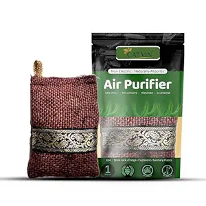 CATVIN Naturally Absorbs Activated Charcoal Air Purifier Bag Made with Organic Jute Bag | Natural Deodorizer and Dehumidifier | Use for Shoe rack, Fridge, Cupboard, Sanitary Places (Pack of 200 Gm)