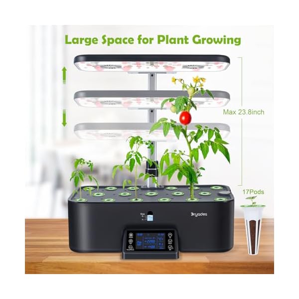   Indoor-Hydroponics-Growing-System-Kit-with-Digital-Control-Panel-17-Pods-Herb-Garden-Planter-Kitchen-Hydroponic-Gardening-Provides-Weekly-Harvest-Black