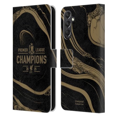 Étui Liverpool FC Samsung A24 et M34 avec fentes cartes motif marbre noir