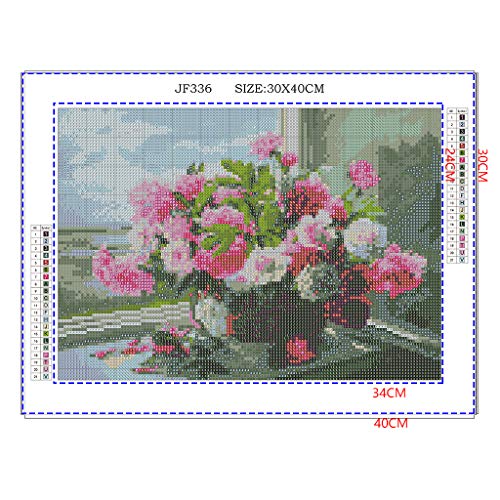 DCIDBEI Square Diamond Art 5D DIY Diamond Painting Kits for Adults Full Square Drill Diamond Embroidery Cross Stitch Pictures Flowers on The Windowsill Arts Craft for Gift 16X12 Inches/40X30CM - Image 2