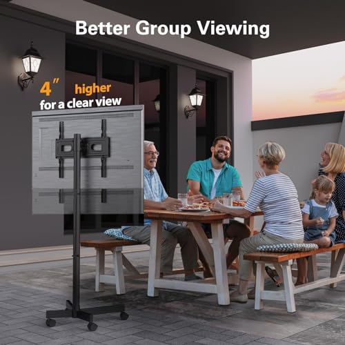 Image of Perlegear Rolling TV Stand for 23-60 Inch LCD LED OLED 4K Smart TVs Holds up to 88lbs, Mobile TV Stand with Height Adjustable, Tilting TV Cart with Locking Wheels Max VESA 400x400mm, PGTVMC16