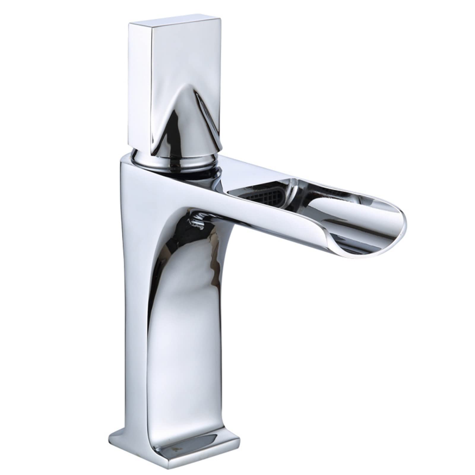 Nvsfzgiyg Cromo Waterfall Bathroom Sink Faucet, Solid Brass, Hot And Cold Mixer Tap Fauceting, Spout Single Handle, Black(Cromo)