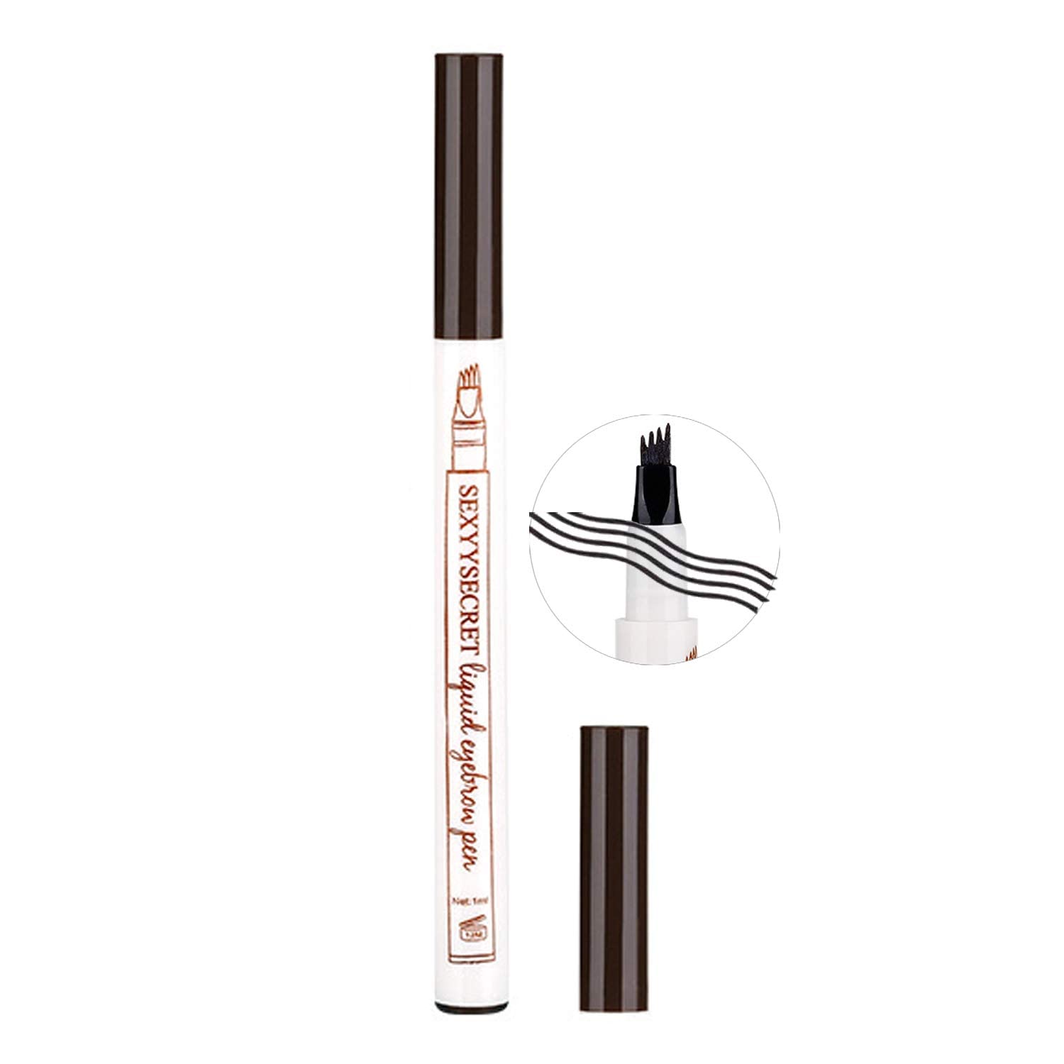 TUKEFEV Microblading Lápiz de Cejas Fino 4 Puntas Lápiz Líquido Impermeable y Resistente al Sudor Cejas